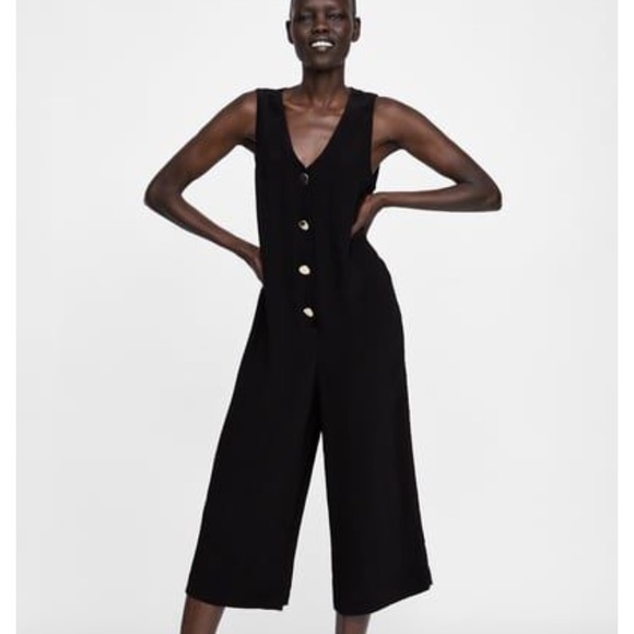 black buttoned jumpsuit